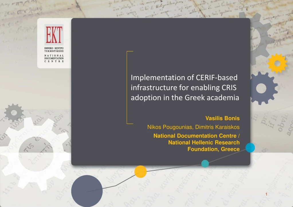 implementation of cerif based infrastructure for enabling cris adoption in the greek academia