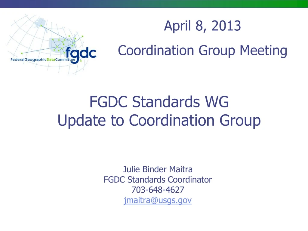 fgdc standards wg update to coordination group
