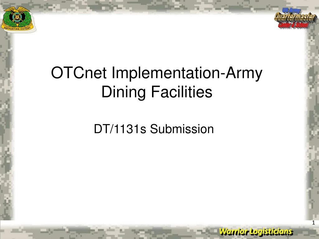 otcnet implementation army dining facilities