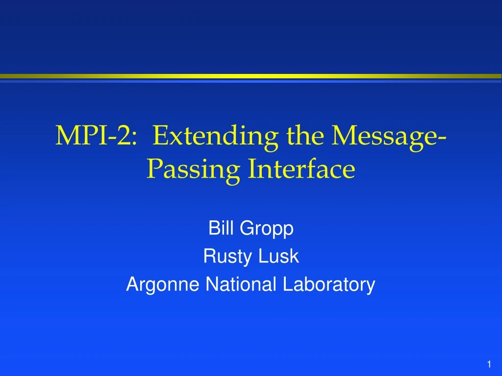 mpi 2 extending the message passing interface