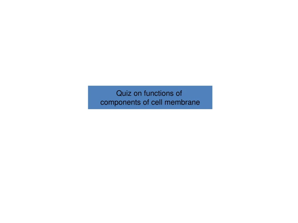 quiz on functions of components of cell membrane