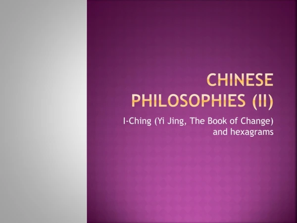 Chinese Philosophies (II)