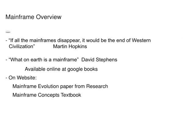 Mainframe Overview