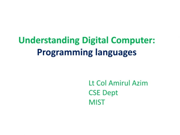 Understanding Digital Computer: Programming languages