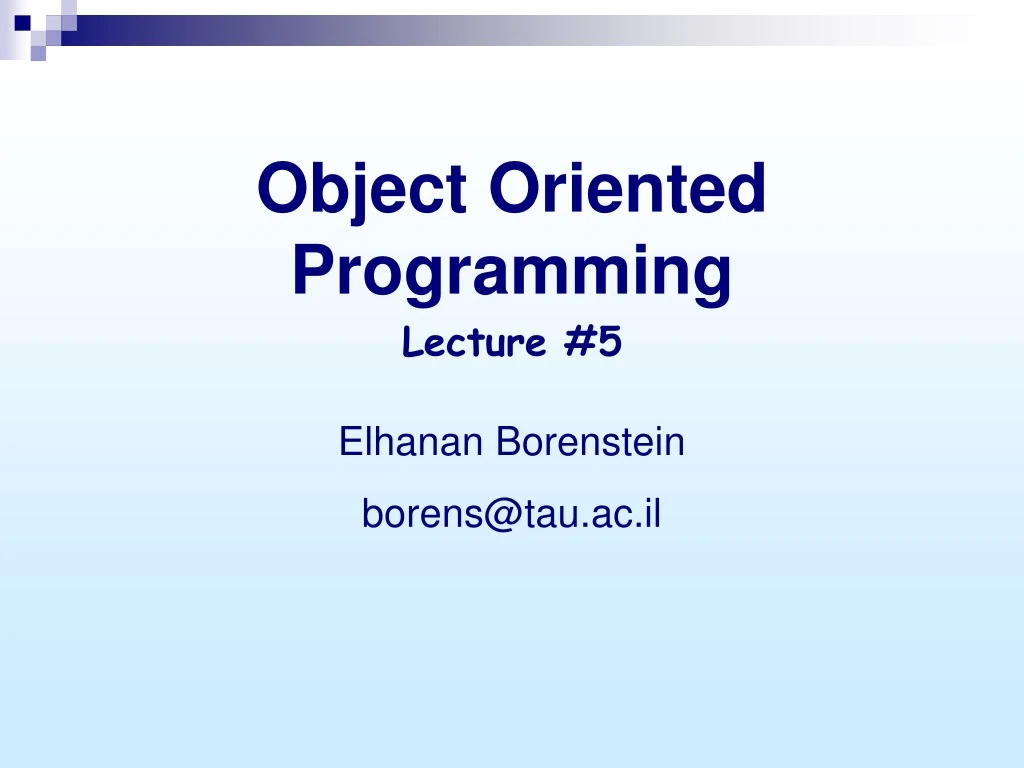 object oriented programming