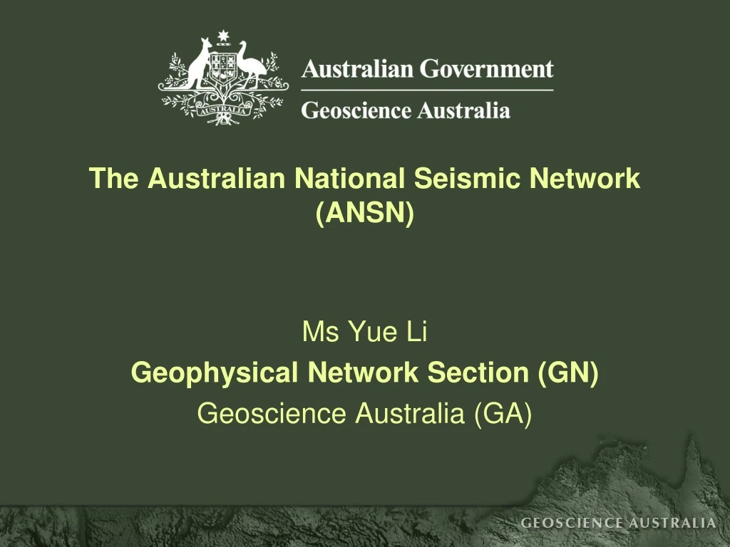 the australian national seismic network ansn