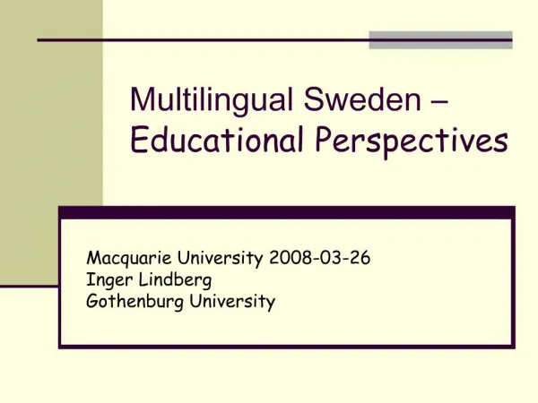 Multilingual Sweden Educational Perspectives