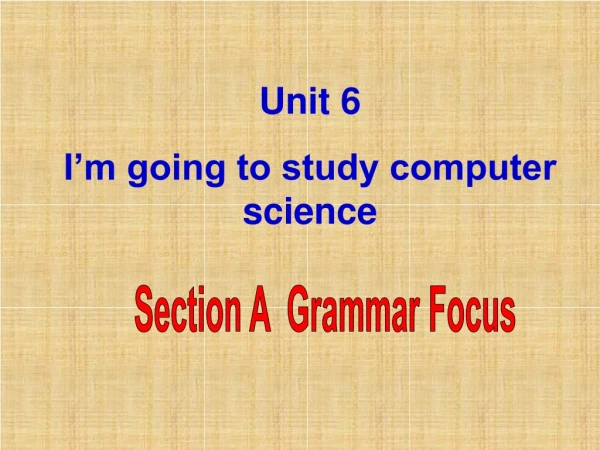 Unit 6 I’m going to study computer science