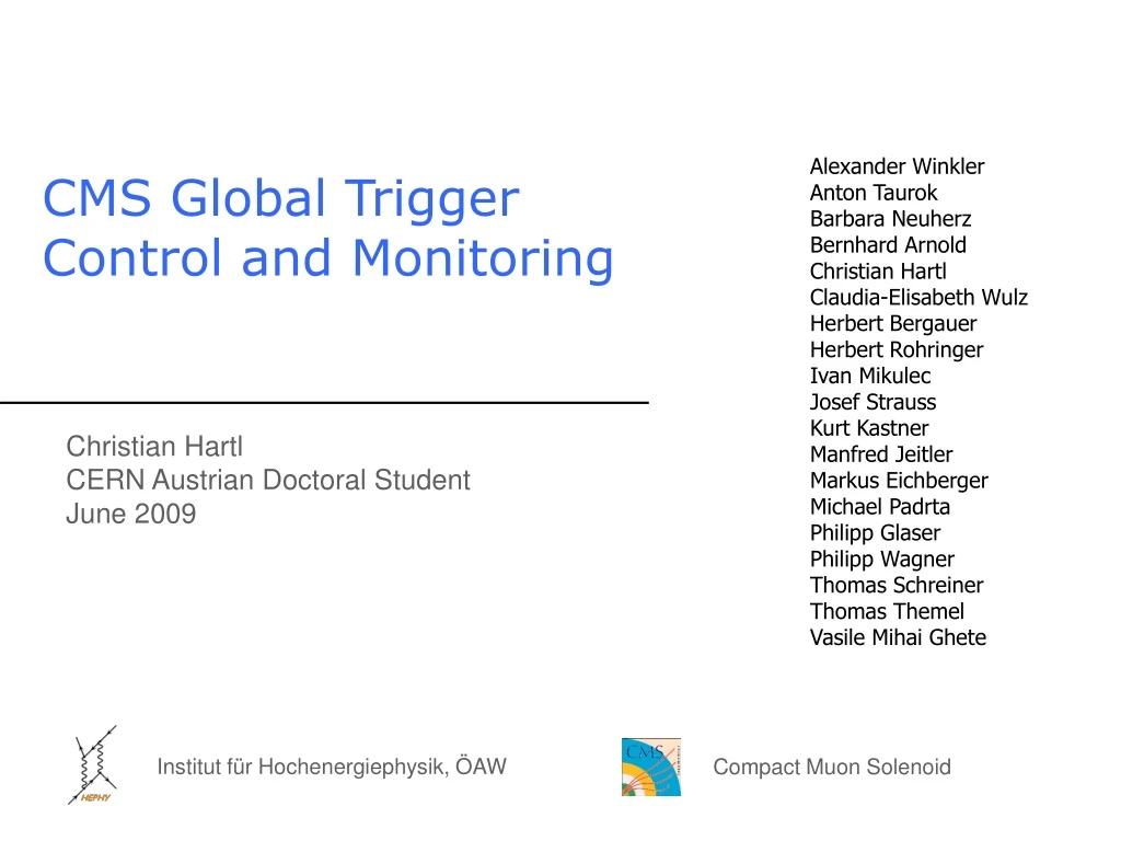cms global trigger control and monitoring