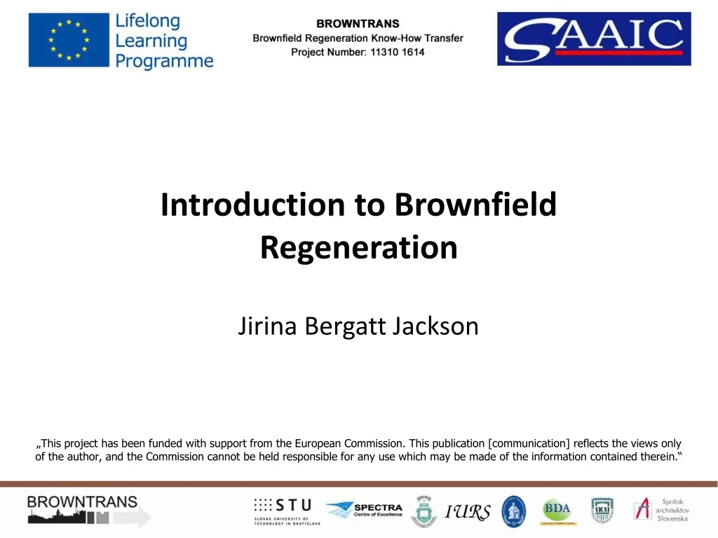 introduction to brownfield regeneration