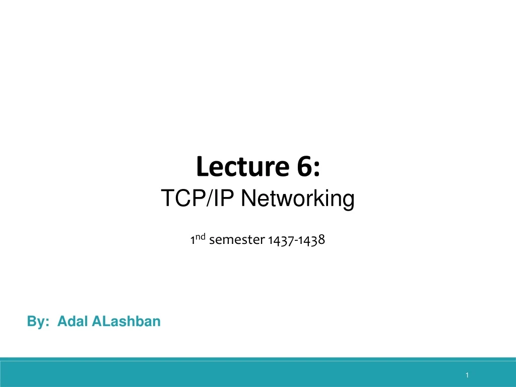 lecture 6 tcp ip networking