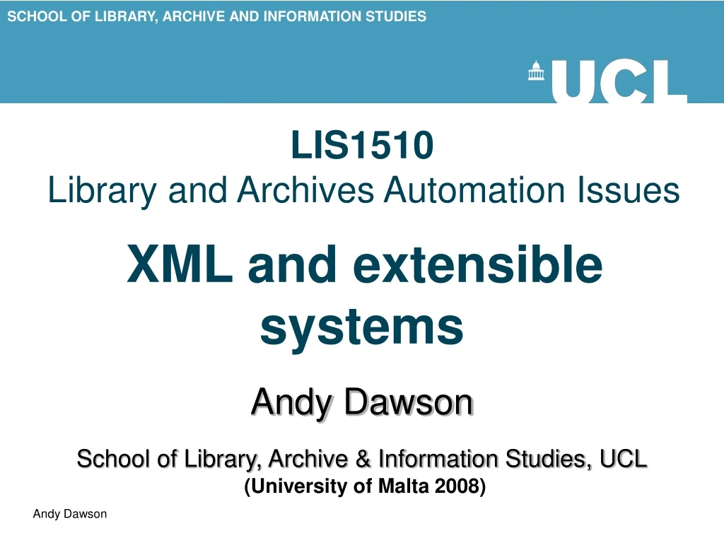 lis1510 library and archives automation issues xml and extensible systems