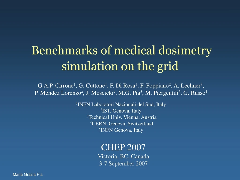 benchmarks of medical dosimetry simulation on the grid