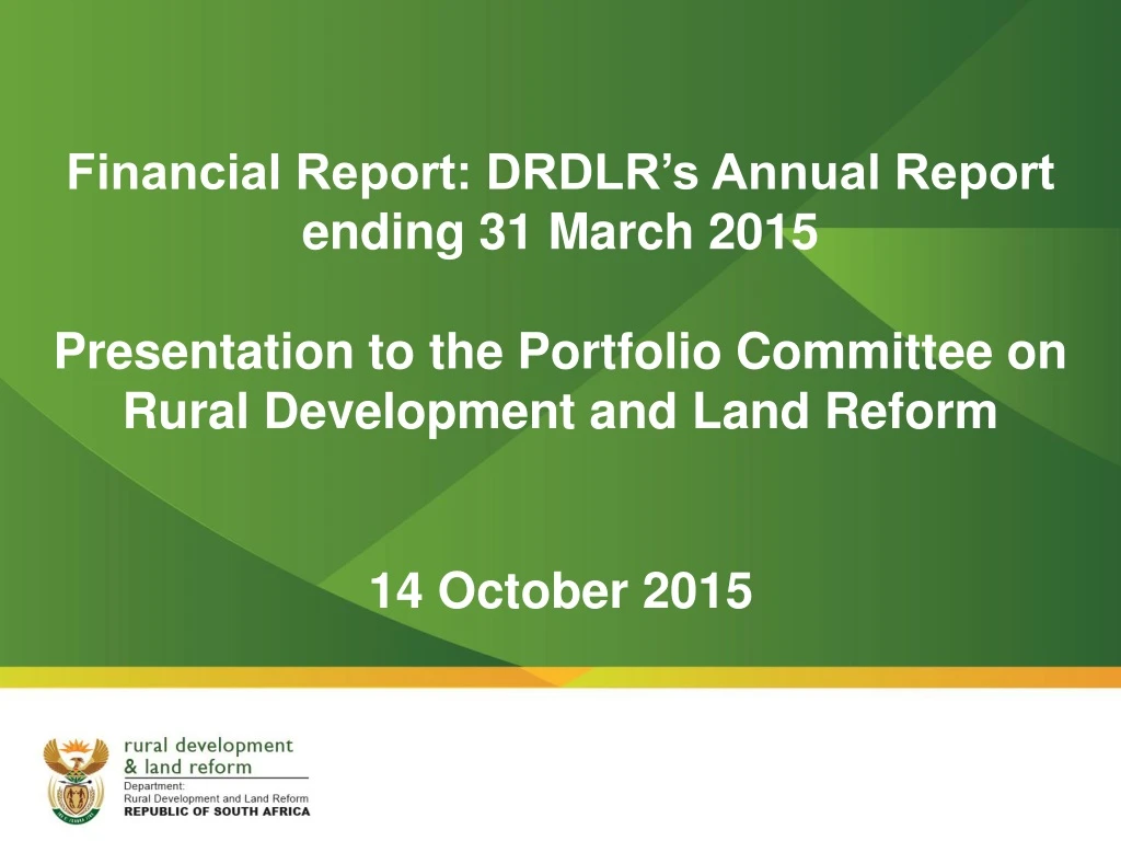 financial report drdlr s annual report ending