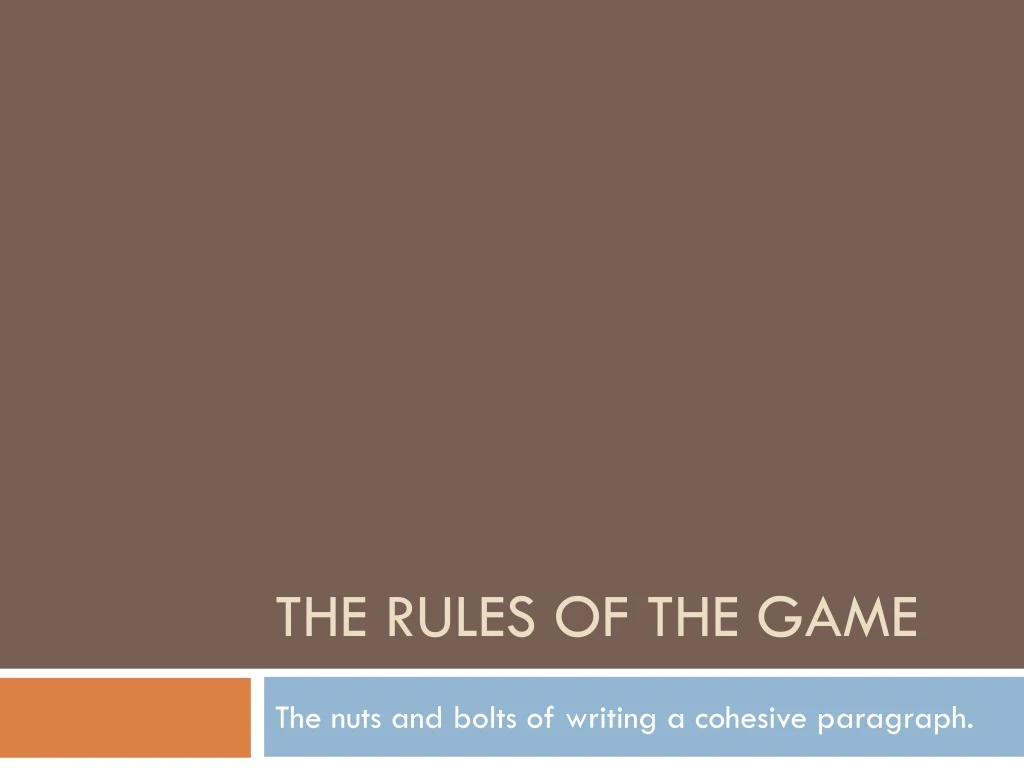 the rules of the game