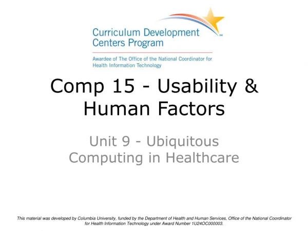 Comp 15 - Usability &amp; Human Factors