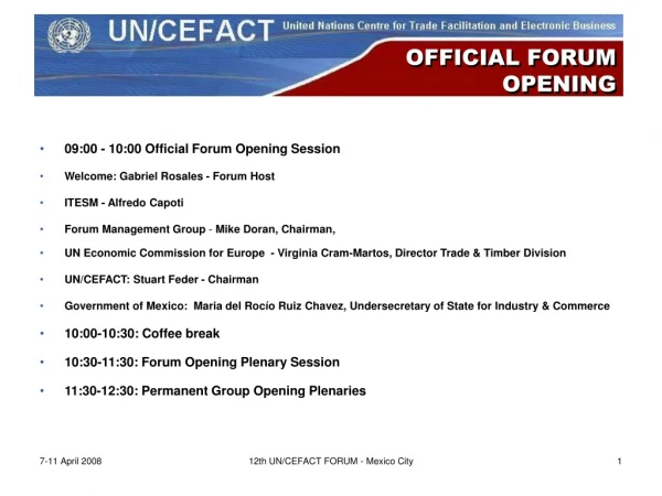 OFFICIAL FORUM  OPENING