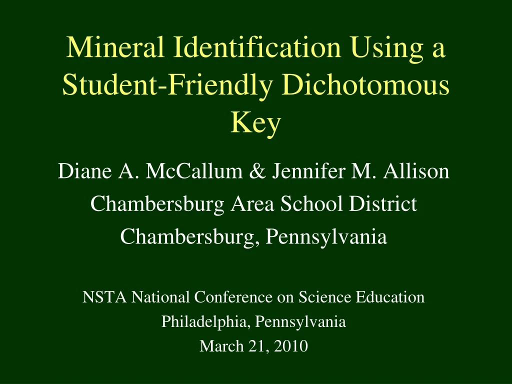 mineral identification using a student friendly dichotomous key