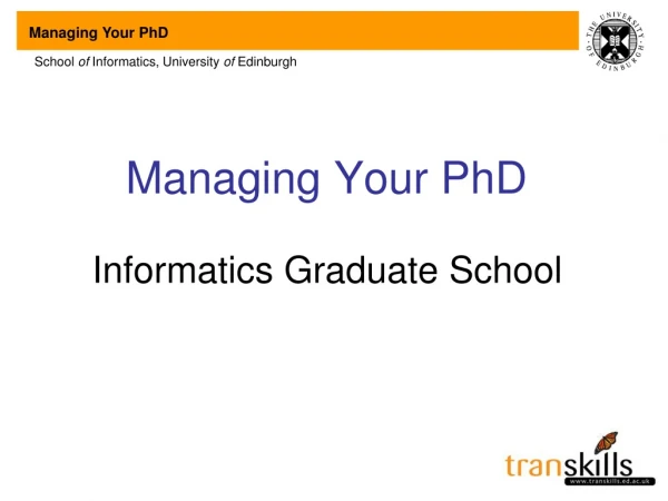 Managing Your PhD