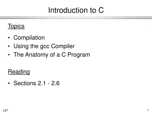 Introduction to C