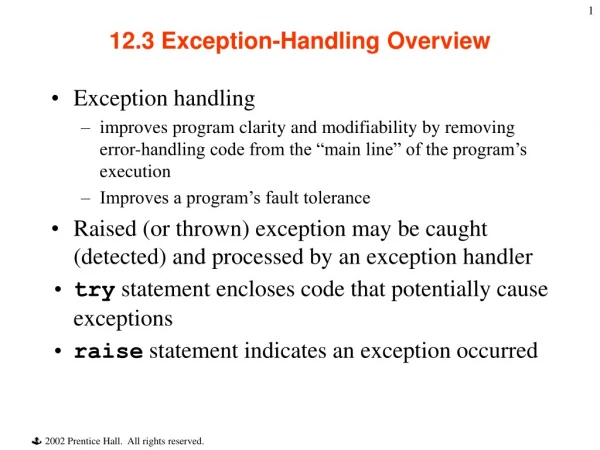 12.3 Exception-Handling Overview