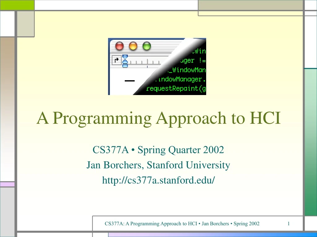 a programming approach to hci