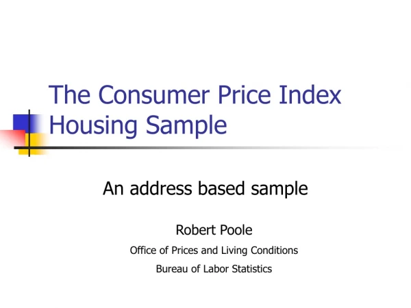 The Consumer Price Index Housing Sample