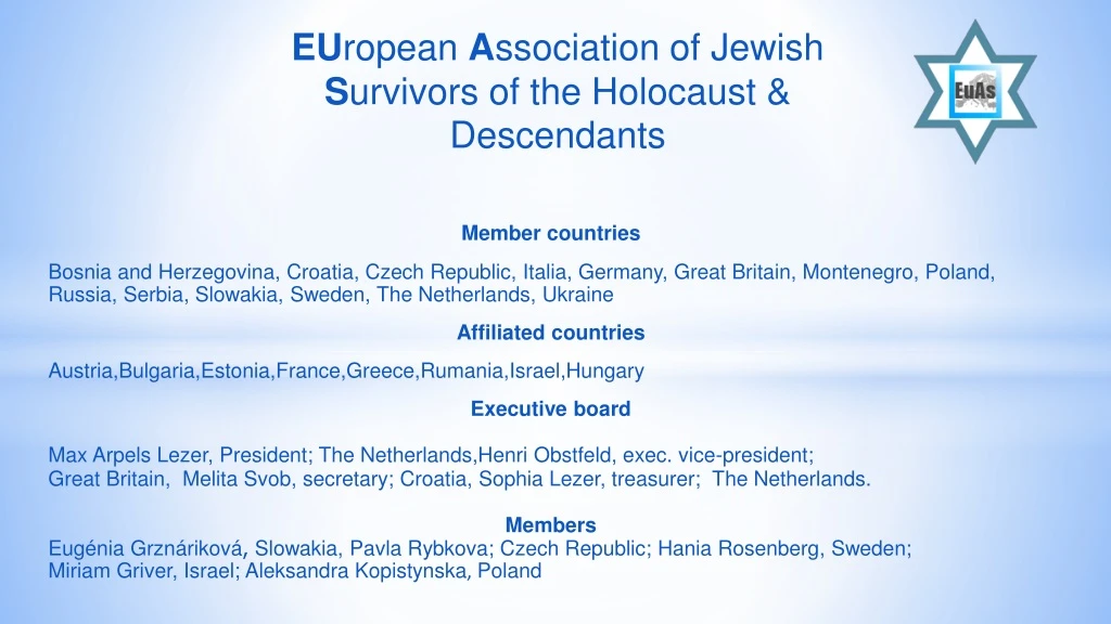 eu ropean a ssociation of jewish s urvivors