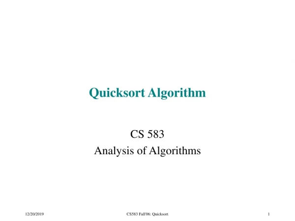 Quicksort Algorithm