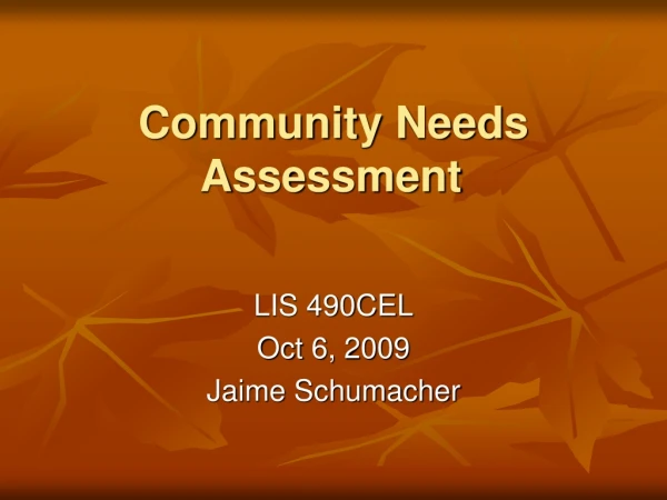 Community Needs   Assessment