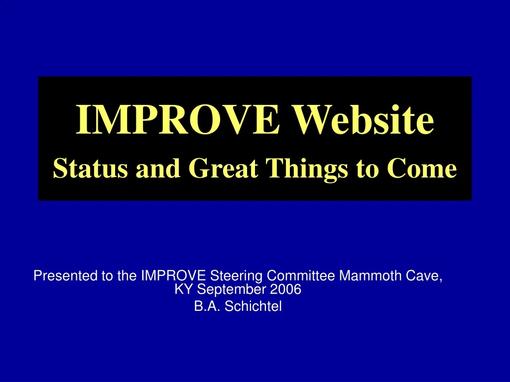 improve website status and great things to come