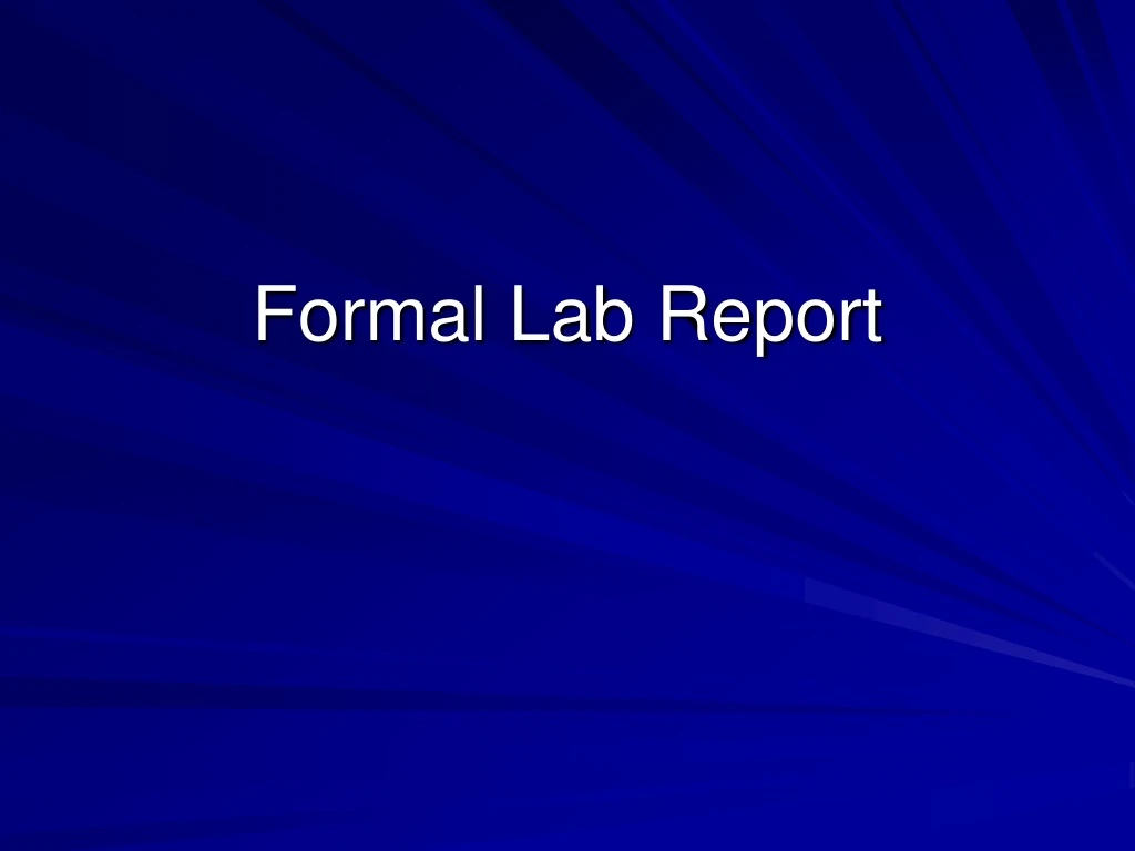 formal lab report