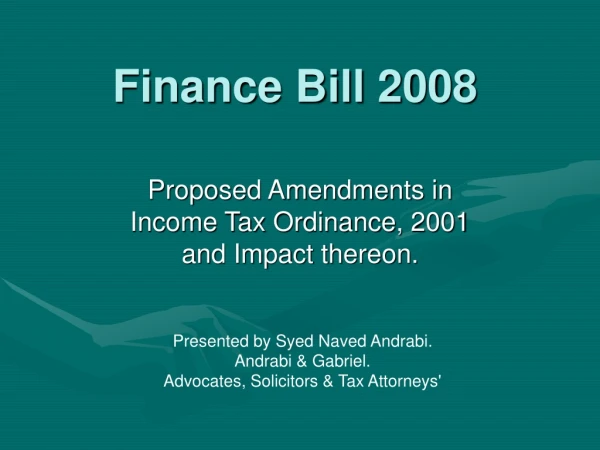 Finance Bill 2008