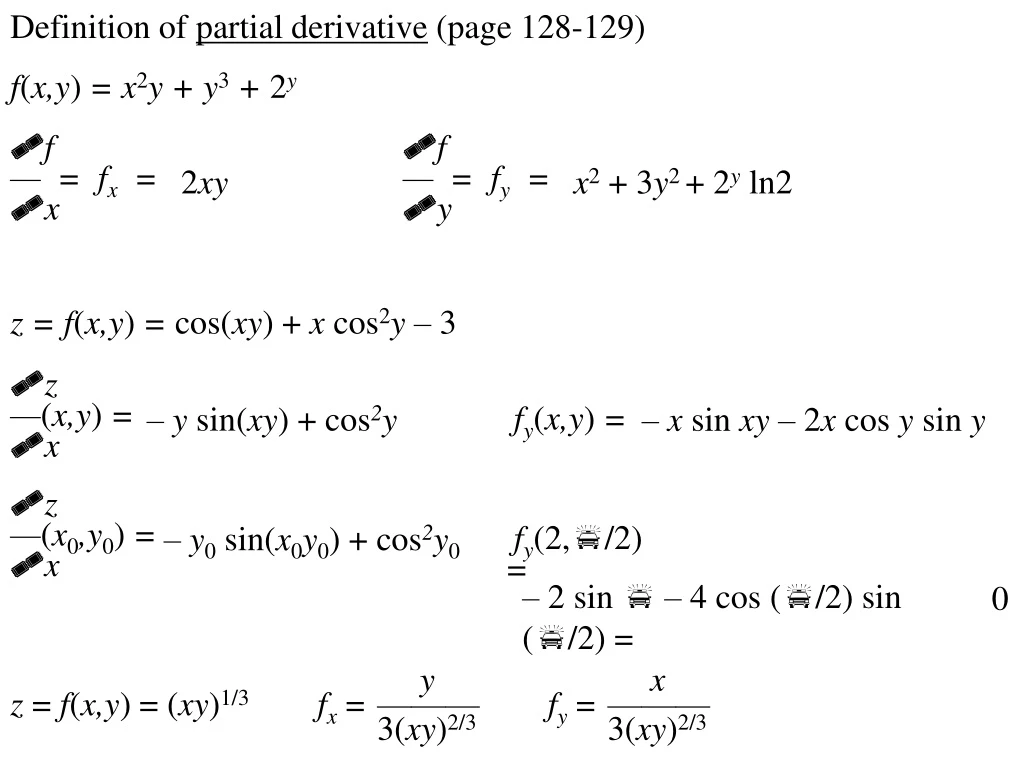 definition of partial derivative page 128 129