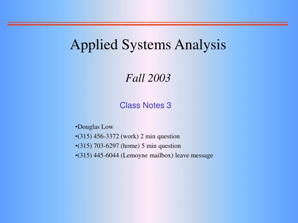 applied systems analysis fall 2003
