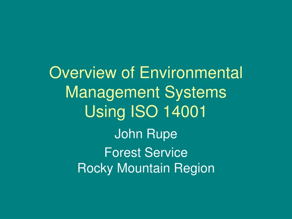 overview of environmental management systems using iso 14001