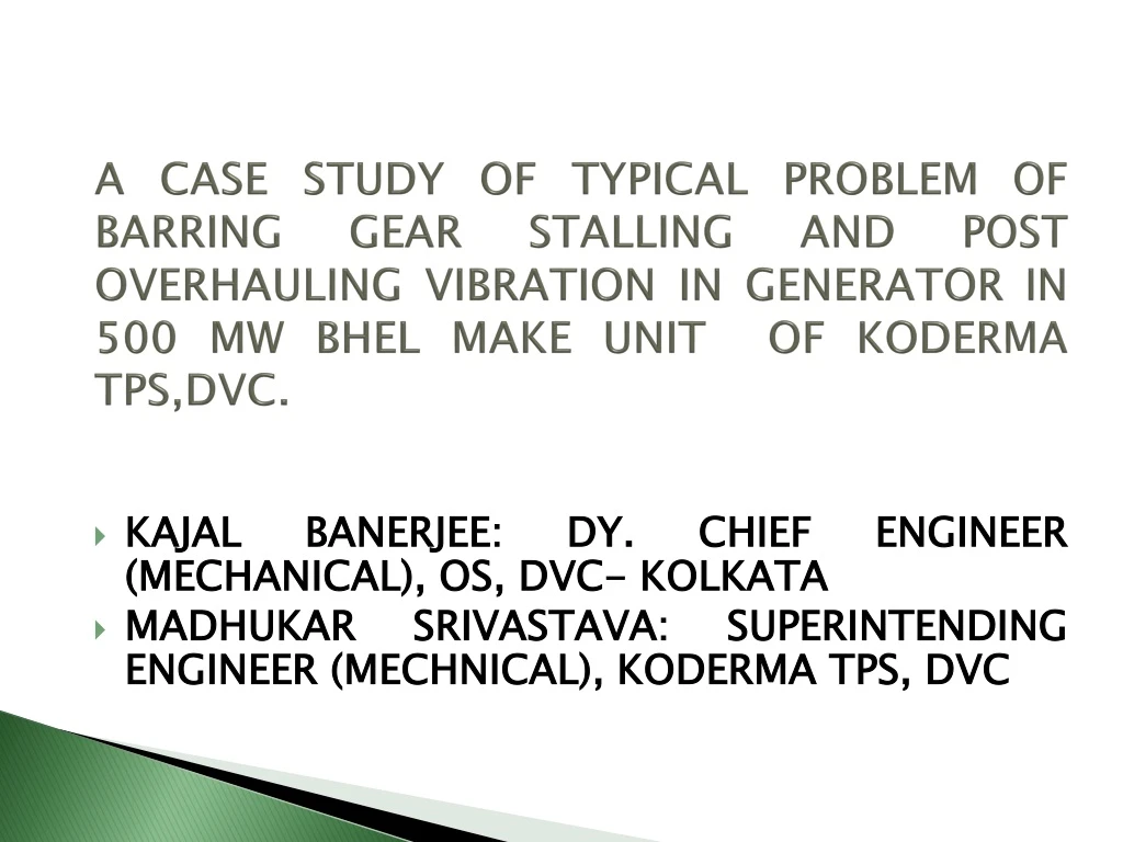 a case study of typical problem of barring gear