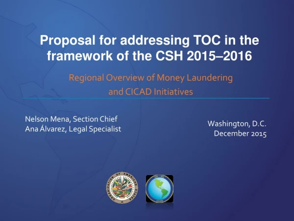 Proposal for addressing TOC in the framework of the CSH 2015–2016