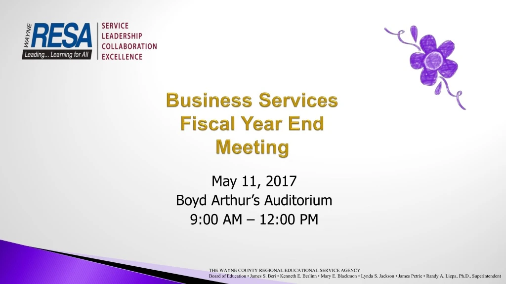 business services fiscal year end meeting