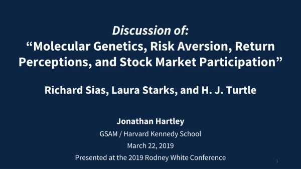 Jonathan Hartley GSAM / Harvard Kennedy School March 22, 2019
