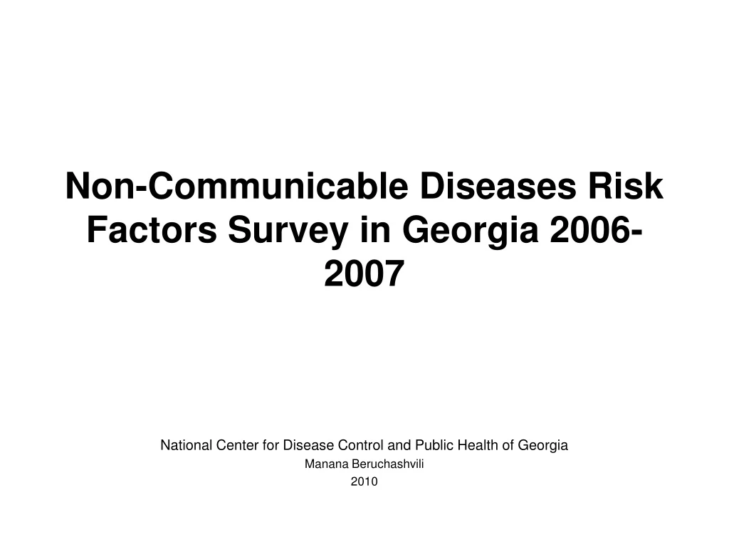 non communicable diseases risk factors survey in georgia 2006 2007