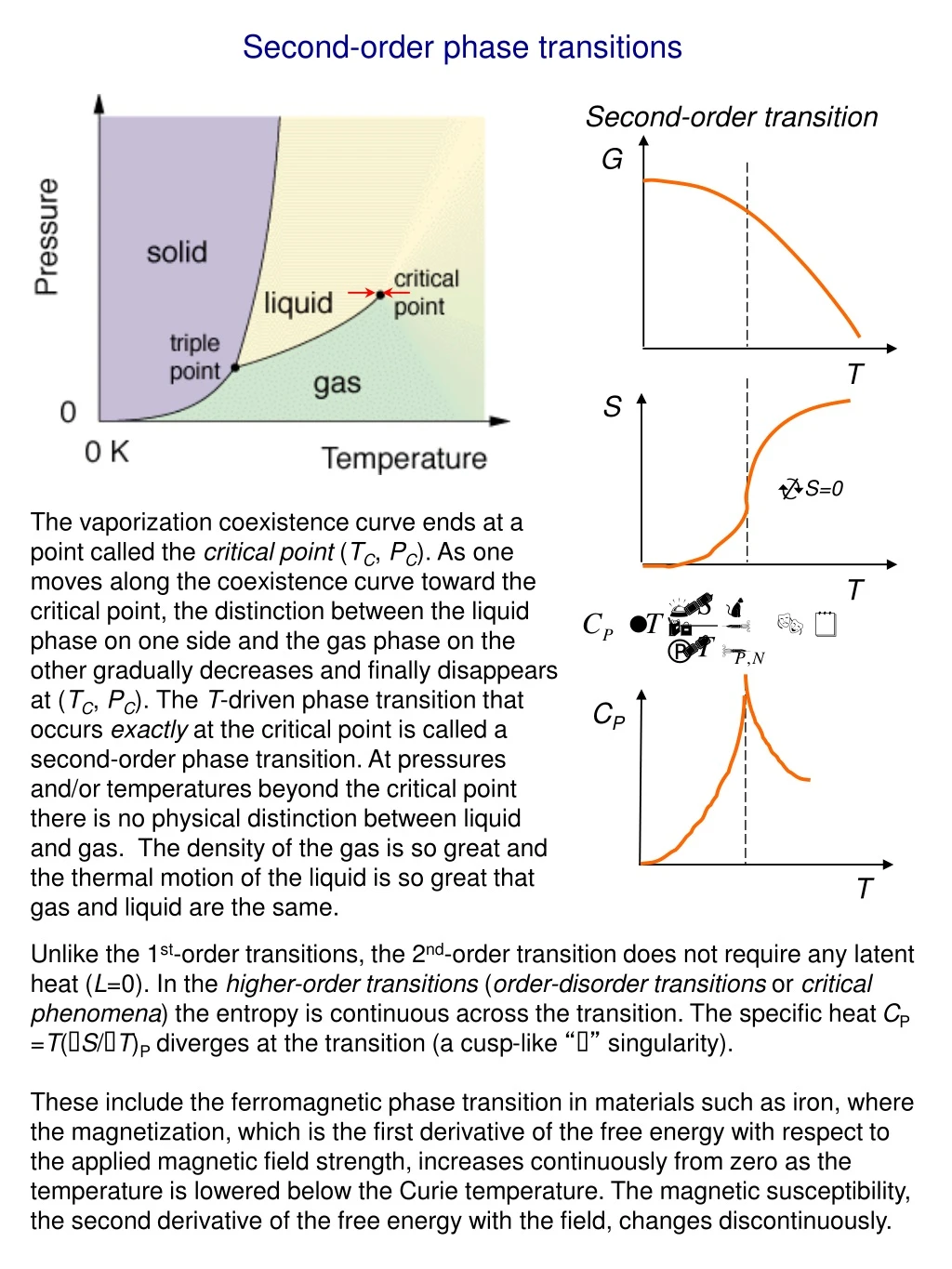 second order phase transitions