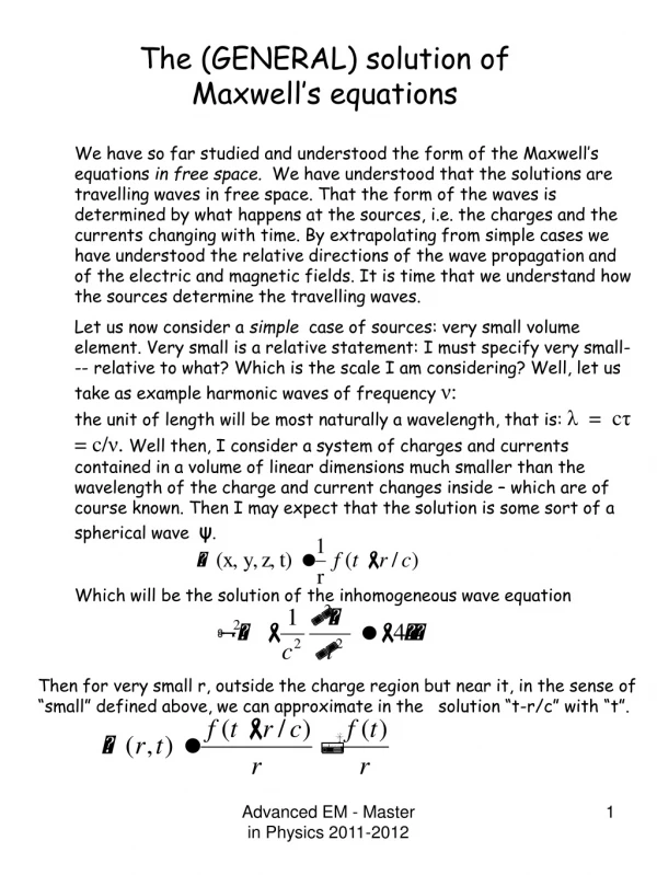 The (GENERAL) solution of Maxwell’s equations