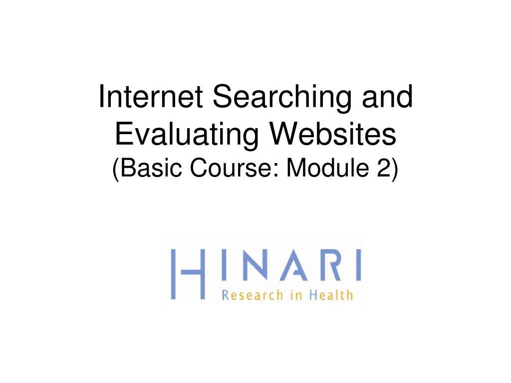 internet searching and evaluating websites basic course module 2