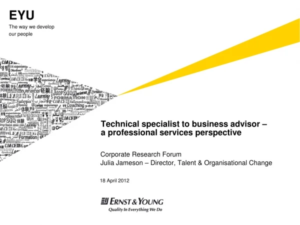 Technical specialist to business advisor –  a professional services perspective