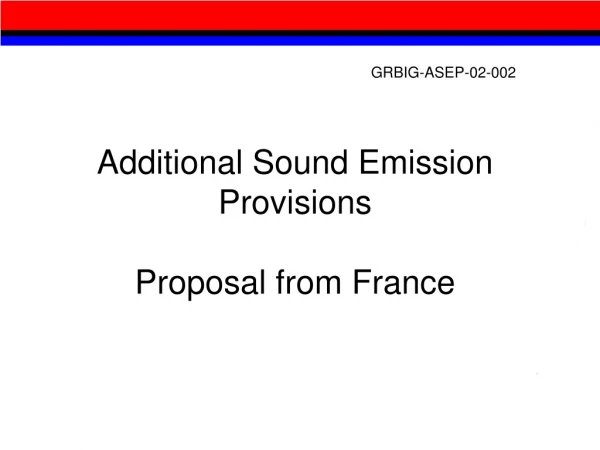 Additional Sound Emission Provisions Proposal from France