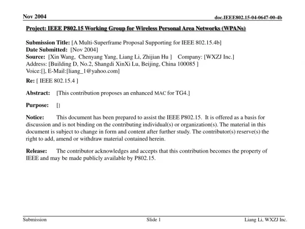 Project: IEEE P802.15 Working Group for Wireless Personal Area Networks (WPANs)