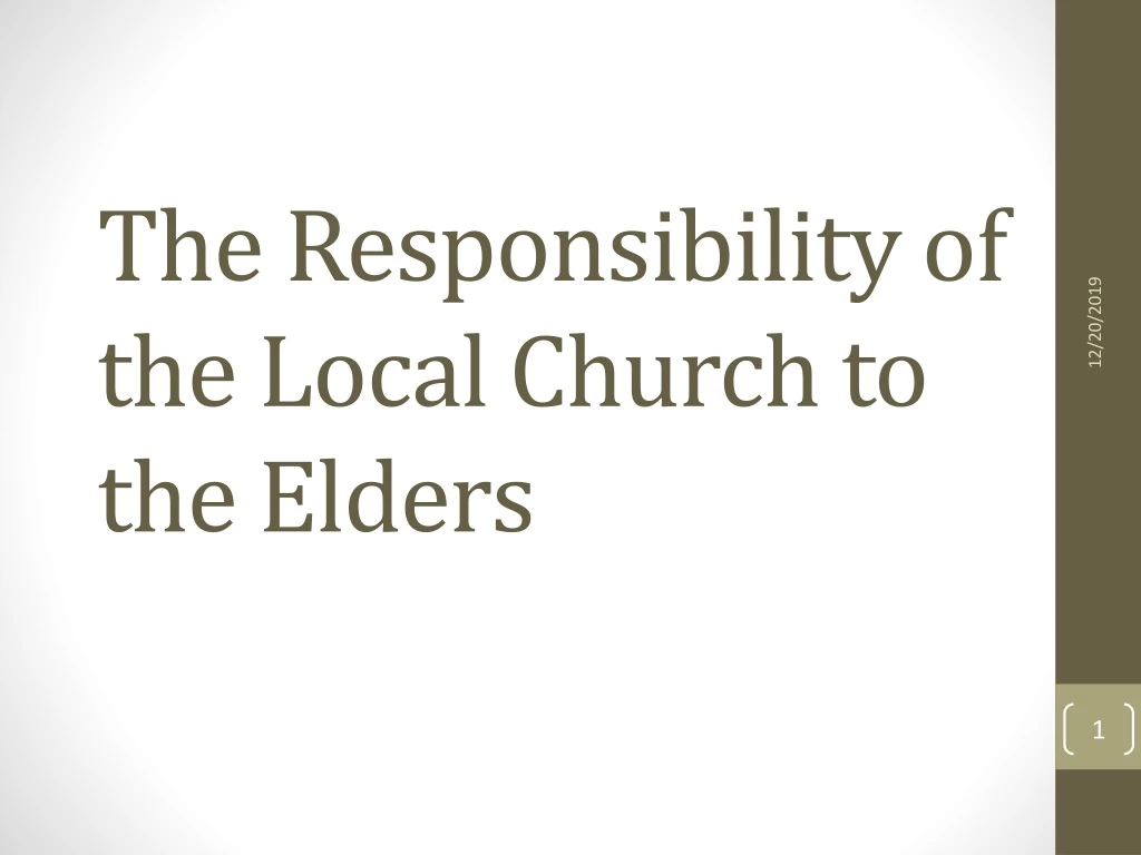 the responsibility of the local church to the elders