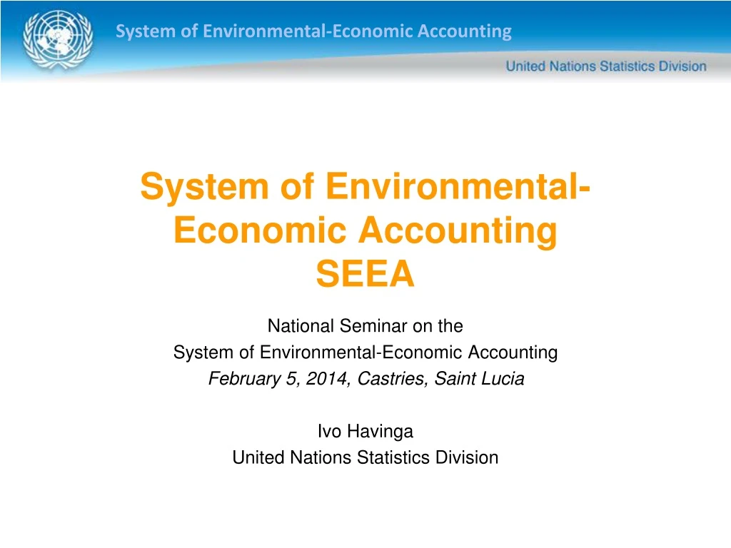 system of environmental economic accounting seea