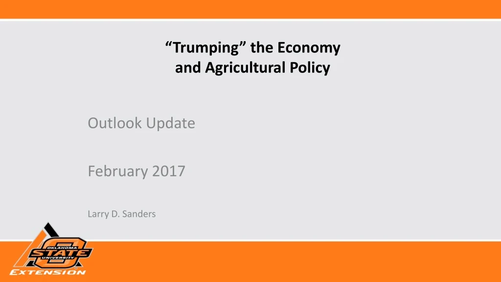 trumping the economy and agricultural policy